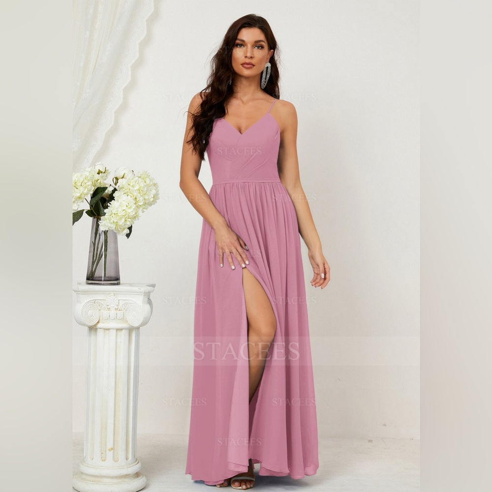 Chiffon Bridesmaid Dress in Mauve